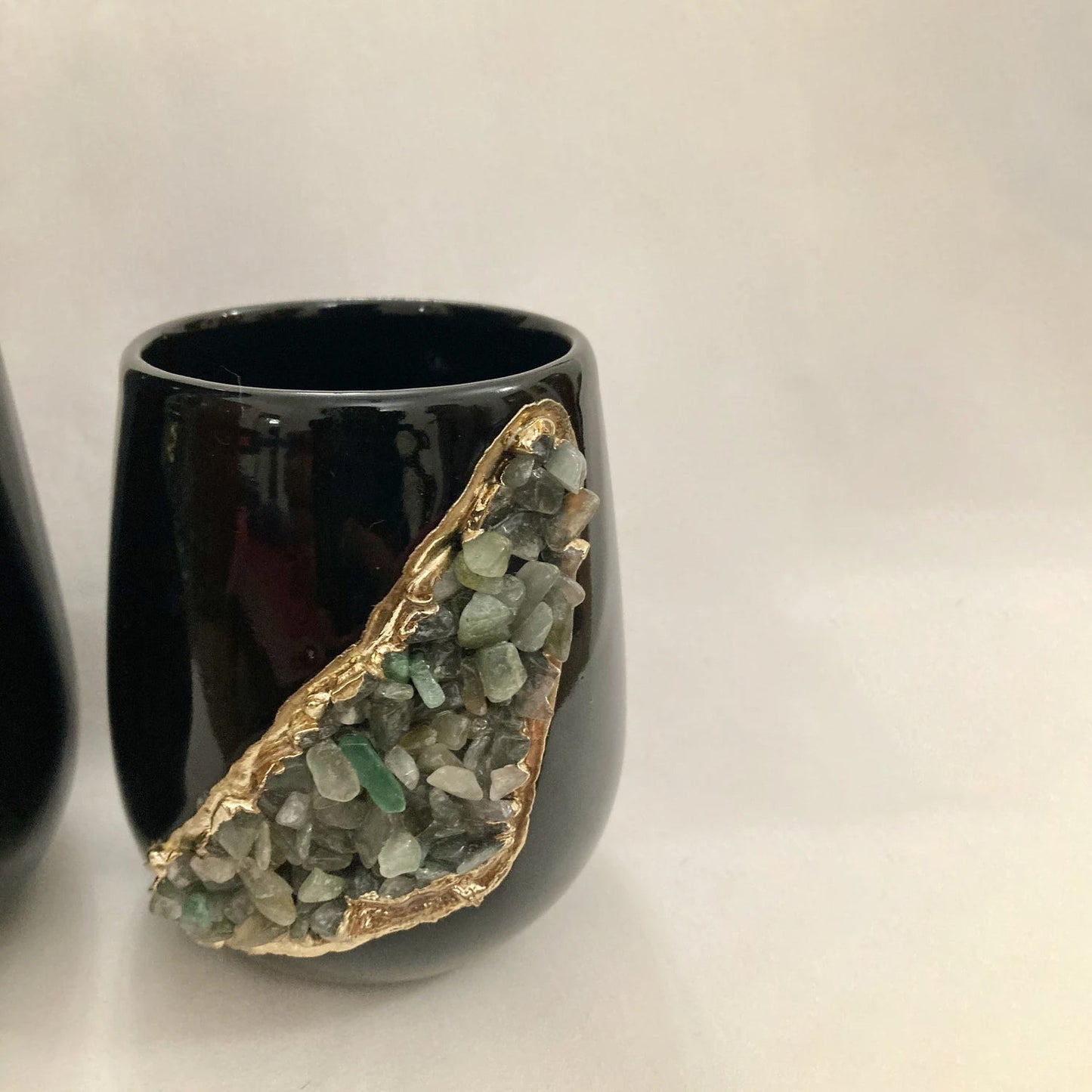 Set of 2 Black Ceramic Vases