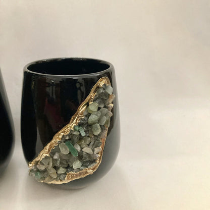 Set of 2 Black Ceramic Vases