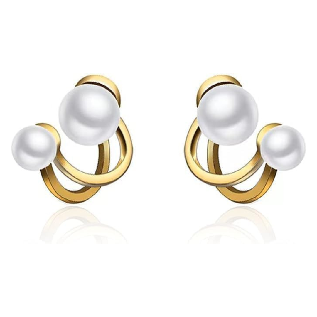 Double Pearl Stud Earring-soristyle