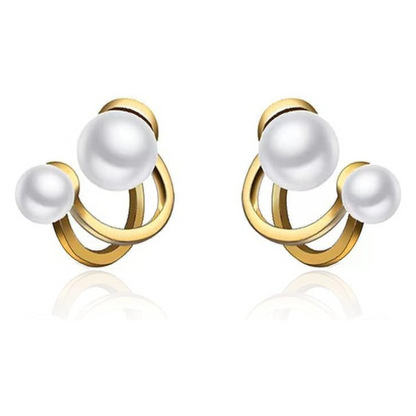 Double Pearl Stud Earring-soristyle